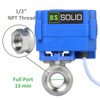 U.S. Solid Motorized Ball Valve- 1/2” Stainless Steel Electrical Ball Valve with Full Port, 9-24 V DC, 5 Wire Setup