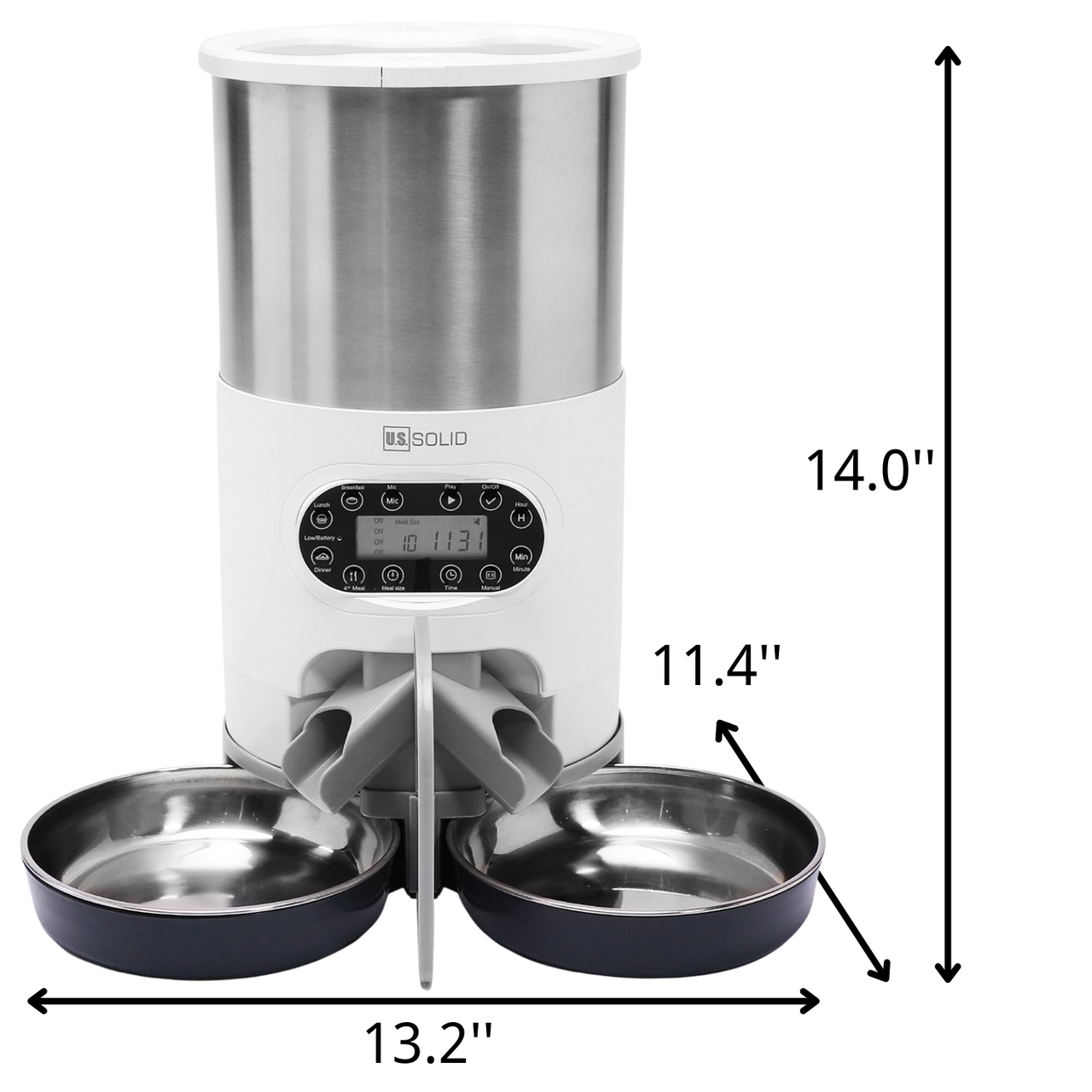  Sailvono Automatic Cat Feeders for 2 Cats, 5L Elevated Auto  Cat Food Dispenser with Raiser Kit and 2 Stainless Bowls, Timed  Programmable Pet Feeder for Cats & Dogs,10s Meal Call