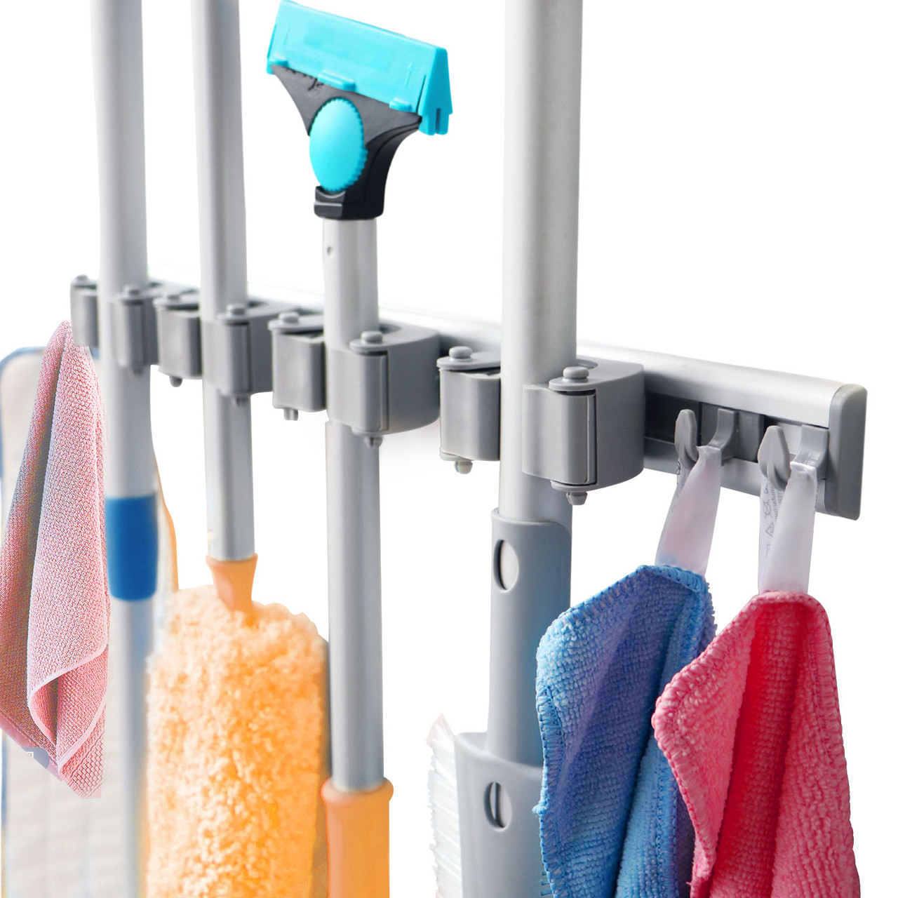 3/4/5 Slot Mop and Broom Holder Brush Broom Hanger Storage Rack Kitchen  Organizer Mounted Accessory (RANDOM COLOUR)拖把支架