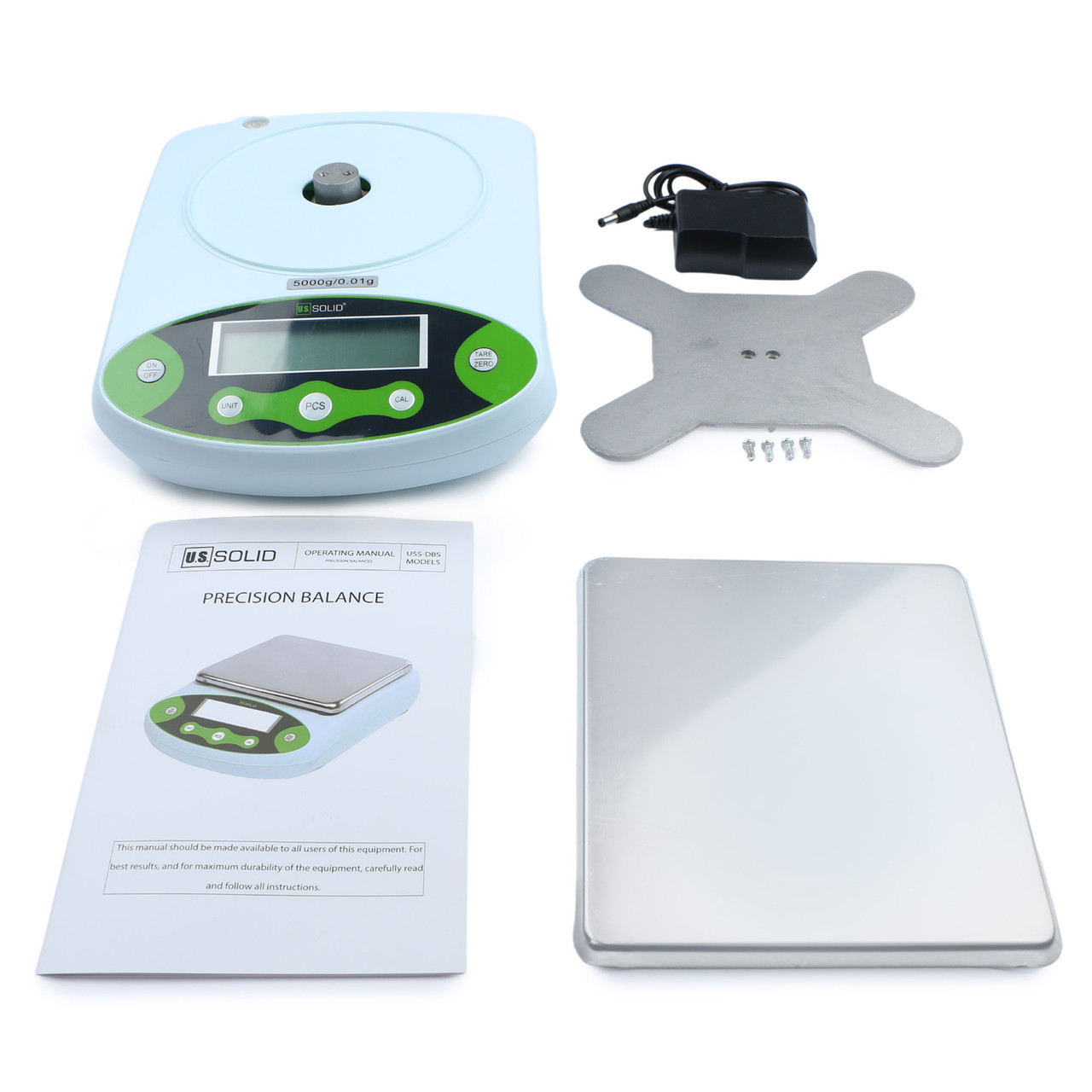 U.S. Solid 3 kg x 0.01 g Precision Balance Digital Lab Scale, Rectangular  SS Pan