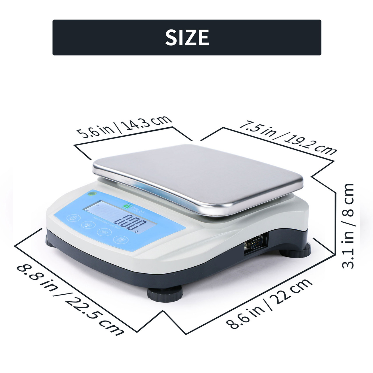 U.S. Solid 1 kg x 0.01 G Precision Balance Digital Lab Scale, Rectangular SS Pan