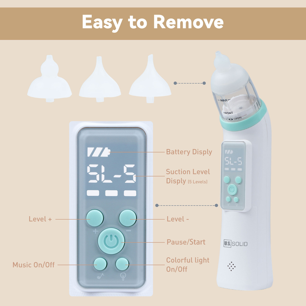 Nasal Aspirator for Baby - Electric Nose Suction for Baby | Baby Nose  Sucker with 6 Suction Levels and 2 Silicone Tips | USB Rechargeable  Portable