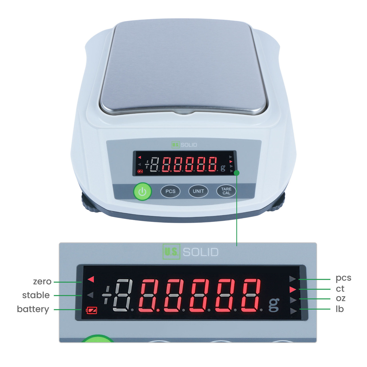 U.S. Solid Precision Balance 0.01 g x 5 kg/11 lbs, High Capacity