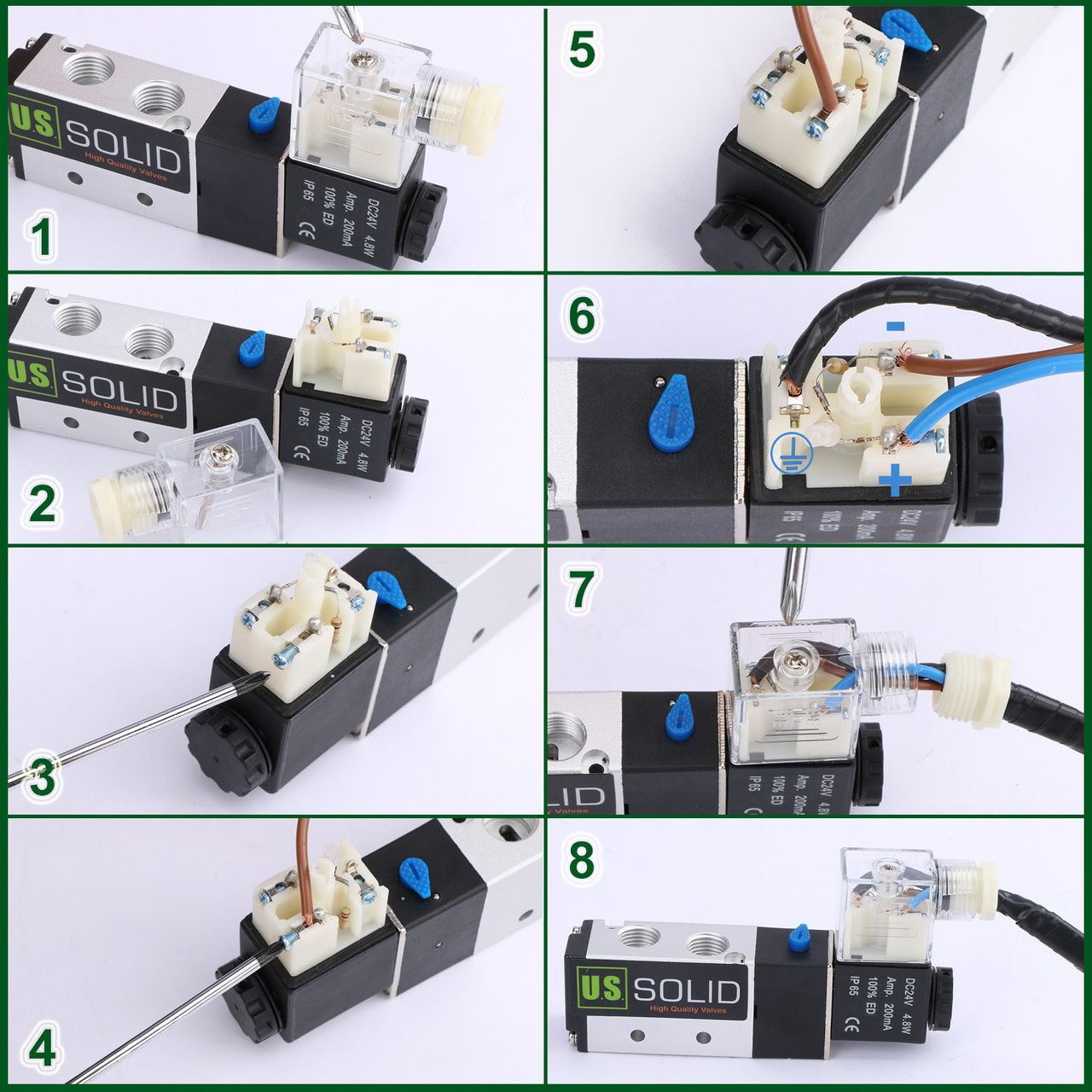 1/8" 5 Way 2 Position Pneumatic Electric Solenoid Valve DC 24 V