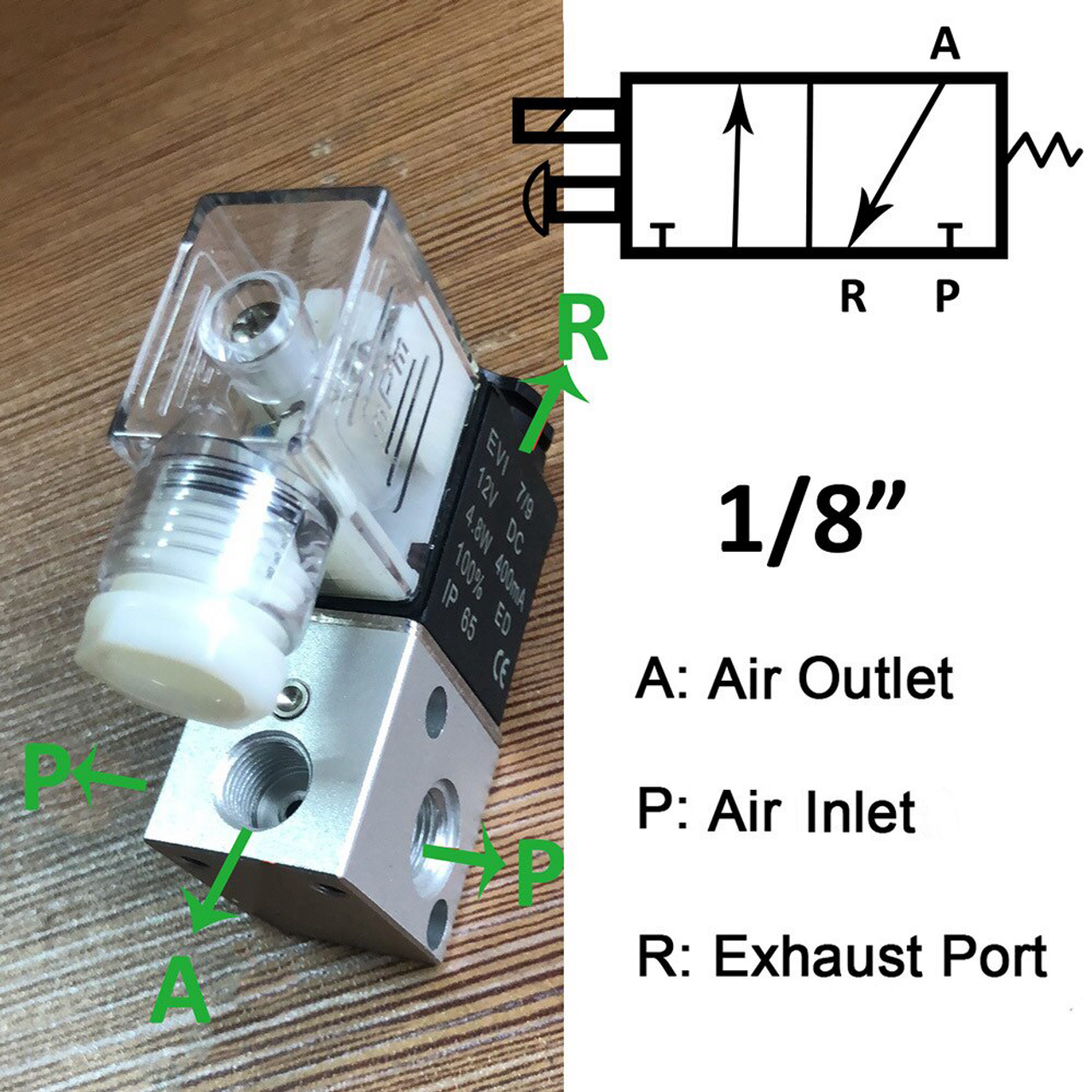Details about   Air Single Electrical Control Solenoid Valve DC 12V 3Way 2Position 1/8"G Thread 
