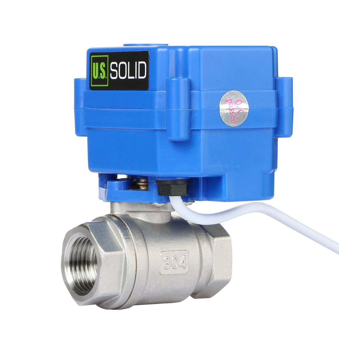 U.S. Solid Motorized Ball Valve- 1/2” Stainless Steel Electrical Ball Valve  with Full Port, 9-24 V AC/DC, 2 Wire Auto Return