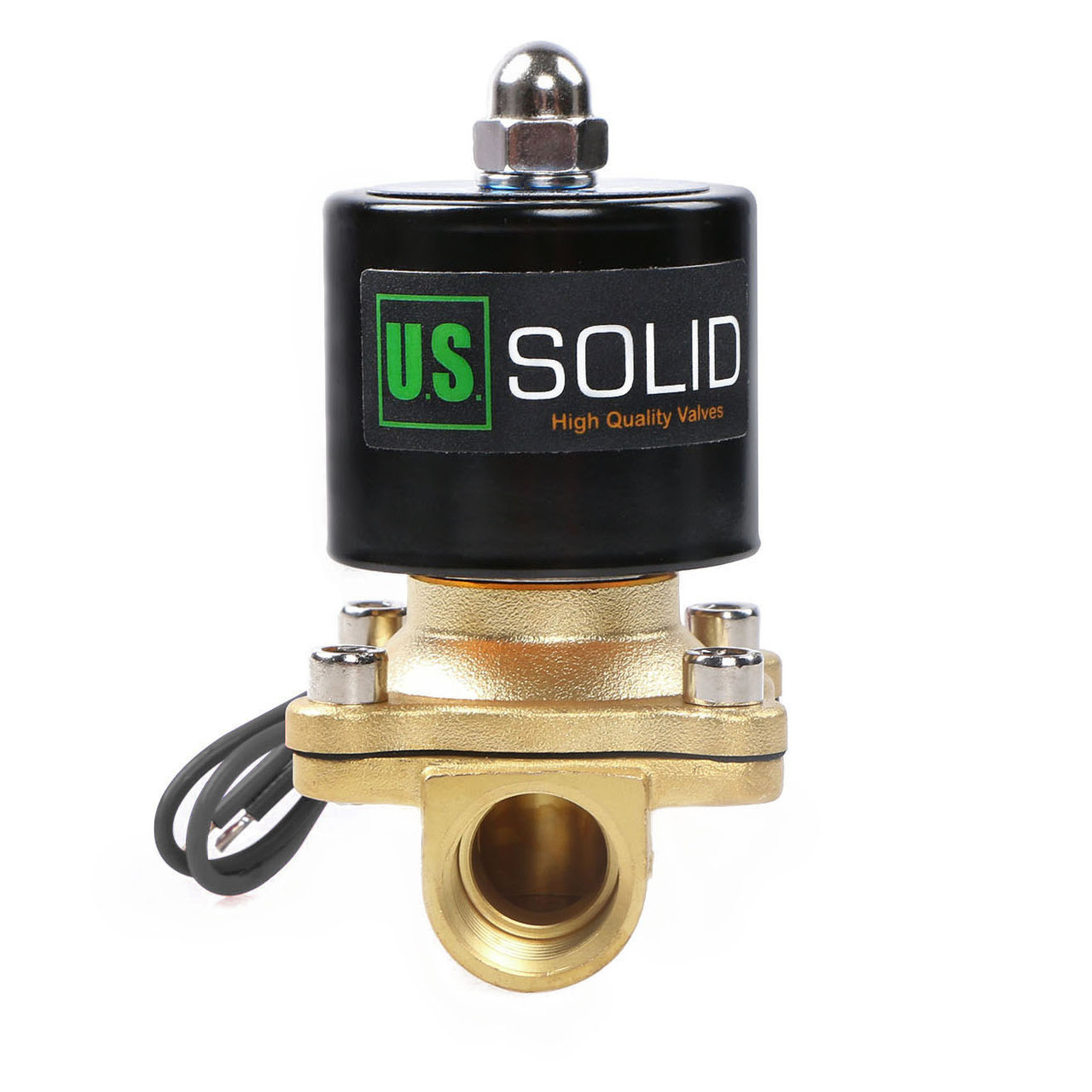 U.S. Solid 1/2" Brass Electric Solenoid Valve 24V DC Normally Closed VITON Air Water Oil Fuel