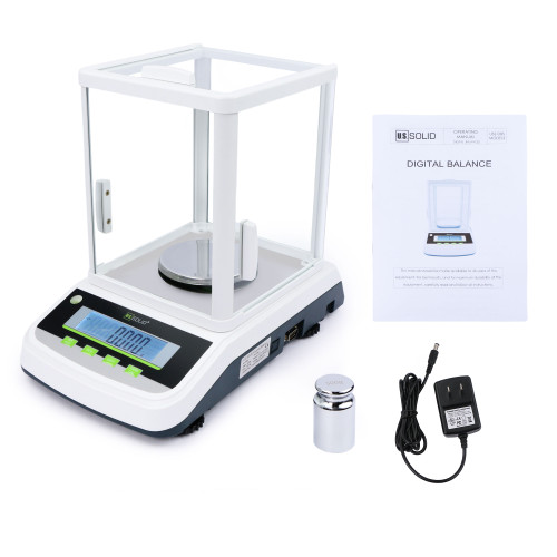 U.S. Solid 220g/0.1mg Analytical Balance Digital Precision Lab Scale 0.0001g for Powder Types and Liquid RS232 Interface, Size: 80