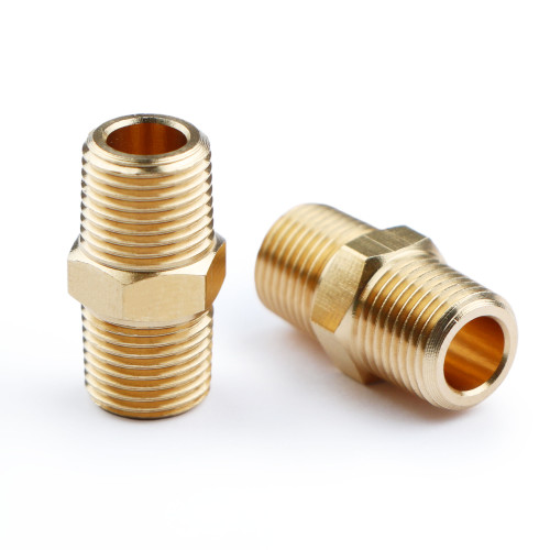 U.S. Solid Brass Pipe Fitting, Hex Nipple, 1/8" x 1/8" NPT Male Pipe Adapter(2 pcs)…