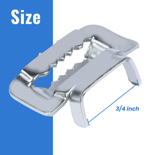 100pcs 304 Stainless Steel Ear-Lokt Buckle Metal Banding Clips 3/4" Width Seal Pipe Clamp by U.S. SOLID 