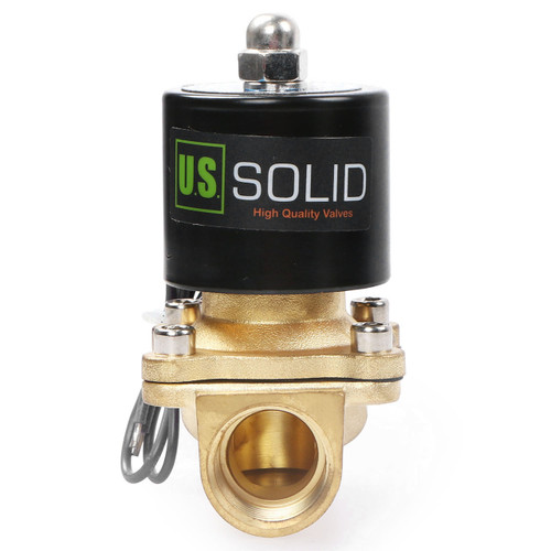 U.S. Solid Electric Solenoid Valve- 3/4" 24V DC Solenoid Valve Brass Body Normally Closed, VITON SEAL