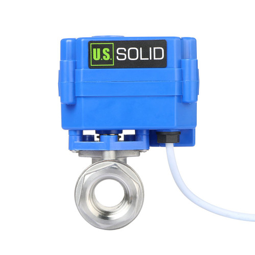 U.S. Solid Motorized Ball Valve- 1/2” Stainless Steel Electrical Ball Valve with Full Port, 9-24 V AC/DC, 3 Wire Setup