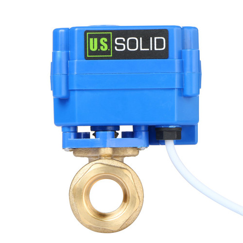 U.S. Solid Motorized Ball Valve- 1/2” Brass Electrical Ball Valve with Full Port, 9-24 V AC/DC, 2 Wire Auto Return