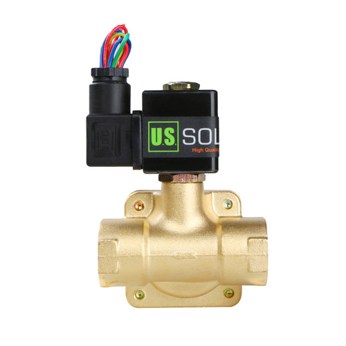 U.S. Solid Electric Solenoid Valve- 3/4" 110V AC Solenoid Valve Brass Body Normally Closed, Pilot Type, VITON SEAL