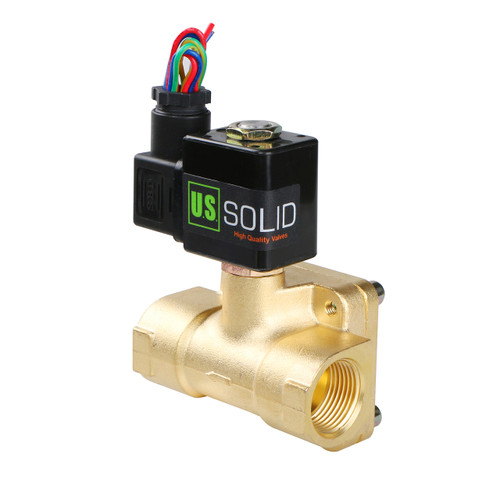 U.S. Solid Electric Solenoid Valve - 1 24V DC Solenoid Valve Brass Body  Normally Closed, VITON SEAL - U.S. Solid