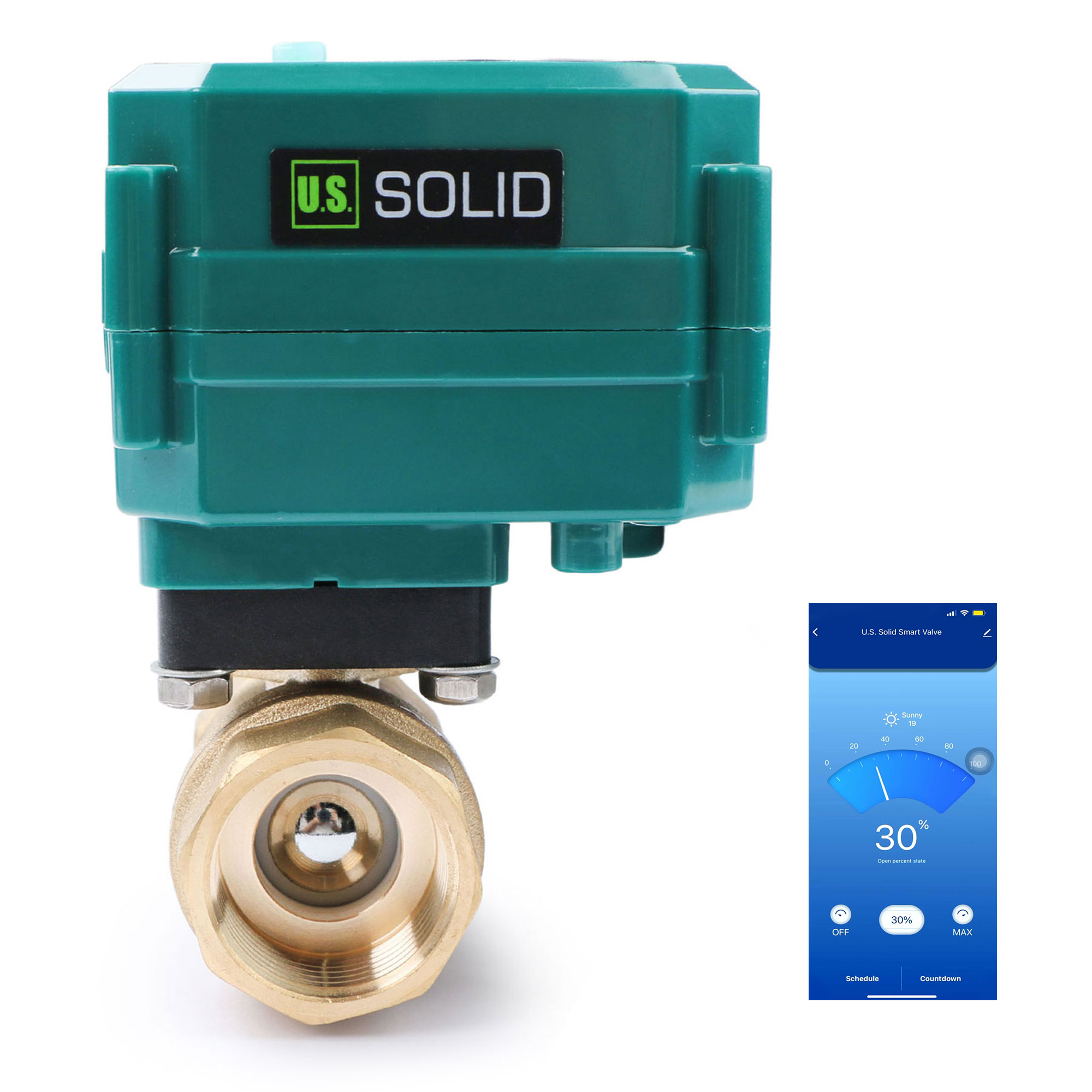 1” Smart Motorized Ball Valve – Remote Control Brass Electrical Ball Valve  with Manual Switch, 5V DC USB - U.S. Solid