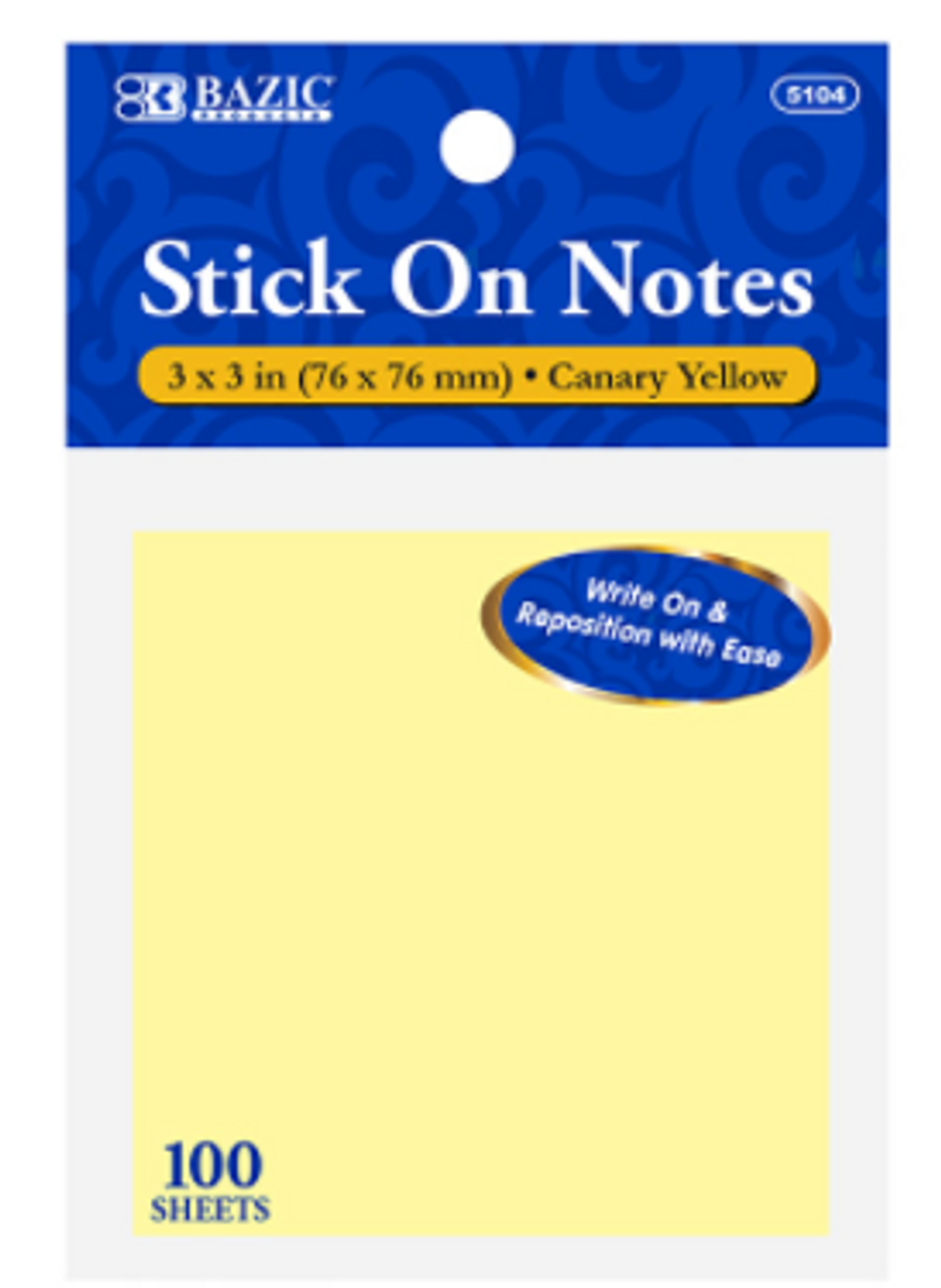 Yellow Sticky notes 3x3 100 ct