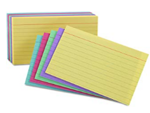 3x5 Index cards colored