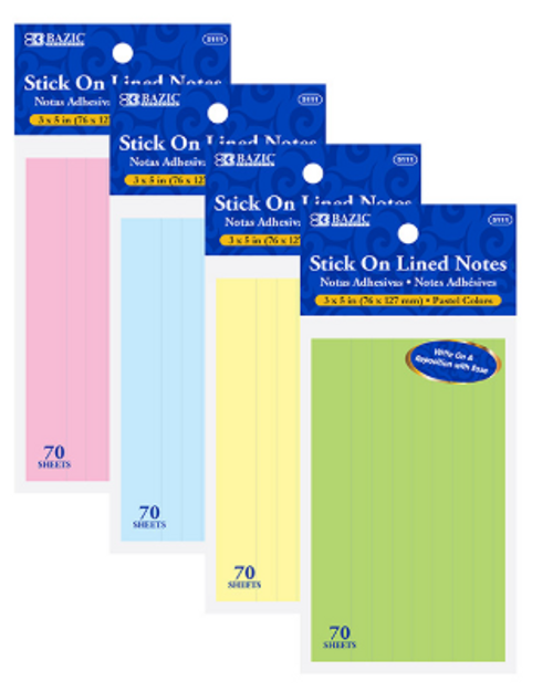 Sticky notes lined 3x5 70 pg