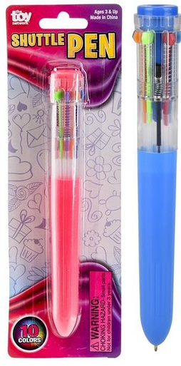 The Dreidel Company Shuttle Pen, 10 Multi-color Ballpoint Pens, 4 Neon  Colors In Pen for Office School Supplies Students Children, 6.25 (8-Pack)