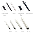 Pac-Dent, Luer-Lock Endo Irrigation Syringes, 3 cc, black w/ easy-twist cap, 100/pack, 240BK