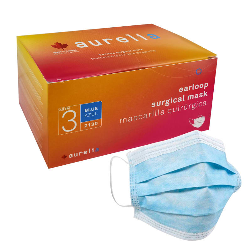 Aurelia Surgical Masks, BLUE, ASTM Level 3 Made in Canada Dental Market