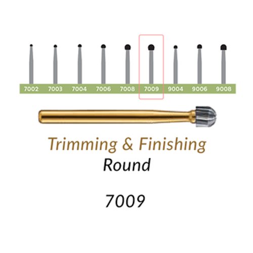 Carbide Burs. FG-7009 T&F 12-blades Round. 10 pcs.