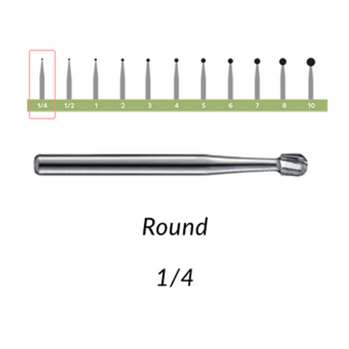 Carbide Burs. FG-1/4 Round. Clinic Pack of 100/bag
