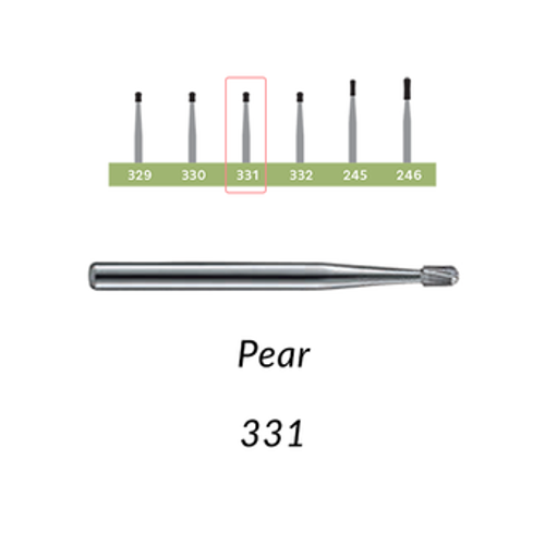 Carbide Burs. FG-331 Pear. Clinic Pack of 100 pcs/bag