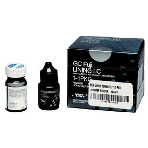 Fuji Lining LC Radiopaque Kit: 1 x 10g Powder, 1 x 6.8mL Liquid + accessories.