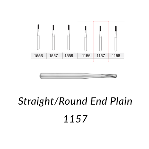 Carbide Burs. FG-1157 Short Shank Straight Round End Plain. 10 pcs.