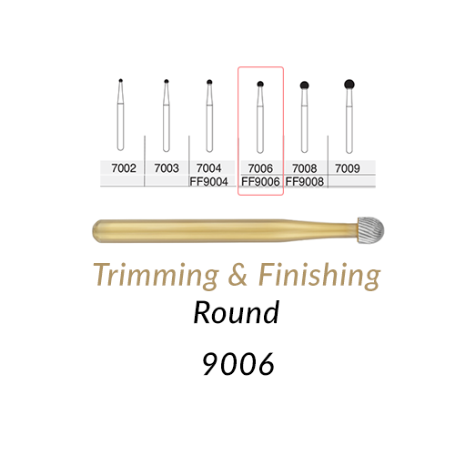 Carbide Burs. FG-9006 30 Blades FF Round Trimming & Finishing. 5 pcs.