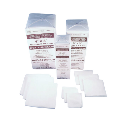 Ritmed Non-Woven Gauze Sponges, 4x4, 4 Ply, 2000/Case