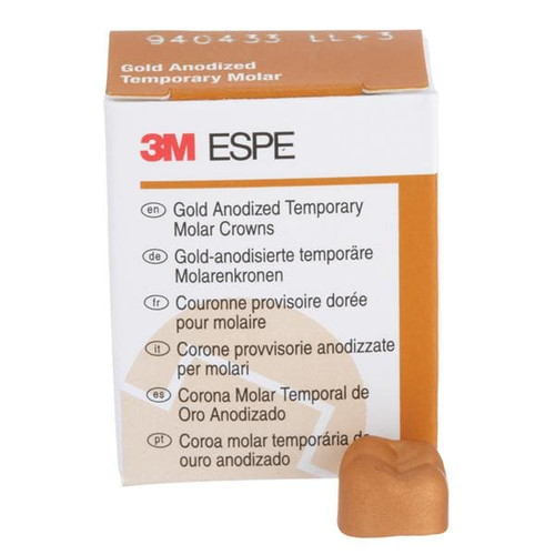 Unitek Gold Anodized Crowns Size 3 2nd LLM Replacement Crowns 5/Box