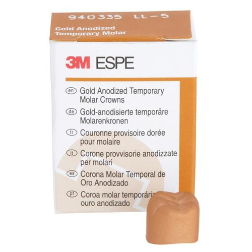 Unitek Gold Anodized Crowns Size 5 1st LLM Replacement Crowns 5/Box