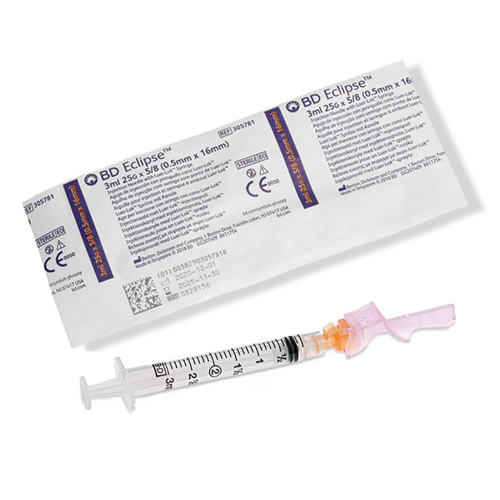 Eclipse Syringe/Needle 3cc 25Gx5/8" Safety 50/Box