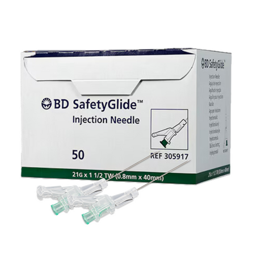 SafetyGlide Hypodermic Needle 21Gx1-1/2" Green Safety 50/Box