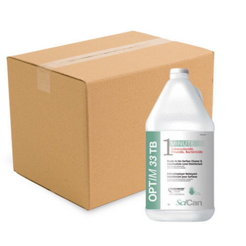 Optim 33TB 4L, 1 Minute Disinfectant Bottle, Aloe, Case of 4 Gallon