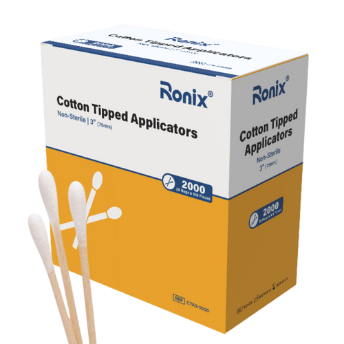 Ronix, Ronix Cotton Tipped Applicators, 3", 1000/Box, 1902601