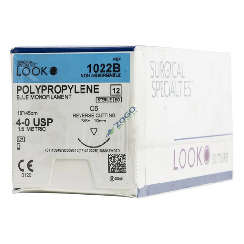 Sutures 1022 B4/0 Polypropylene Blue 18" C6 Needle