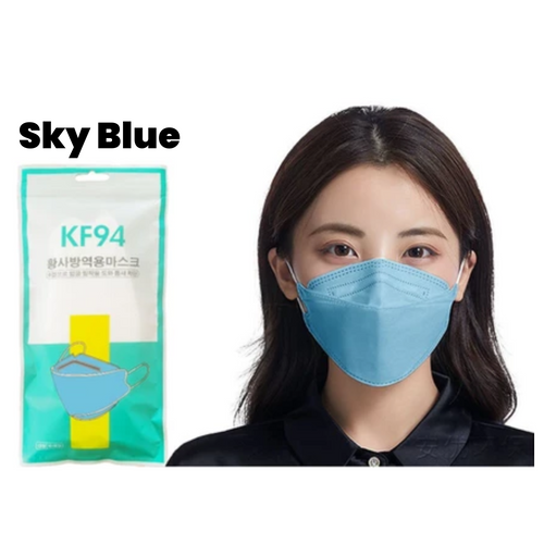 KF94 Face Mask, Sky Blue, 10/Pack - Overstock