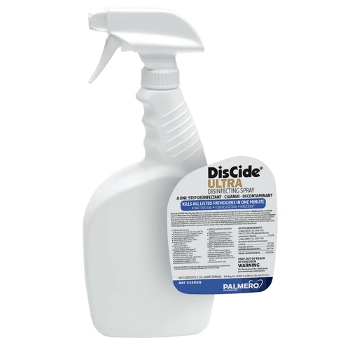 Palmero, DisCide Accessories, Empty Quart Bottle w/Sprayer & DisCide Ultra Label, 3567