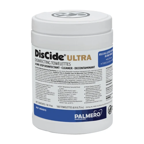 Palmero, DisCide ULTRA, Towelettes (6" x 6 3/4")160/ct, 60DIS