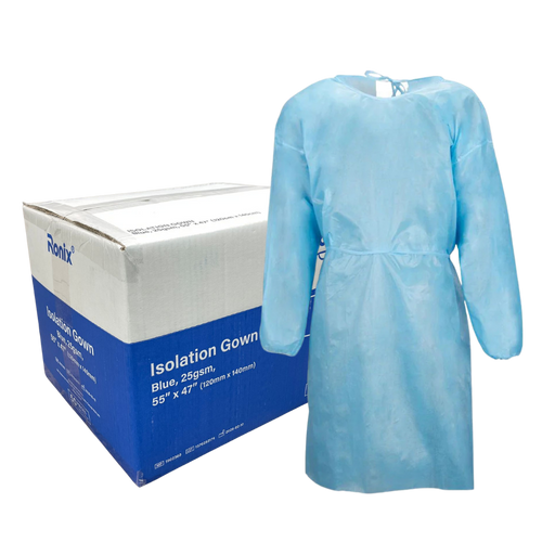 Premium Disposable Blue Isolation Gowns, 10/Pack