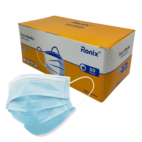 Ronix Premium ASTM Level 3 Mask, Blue, 50/Box