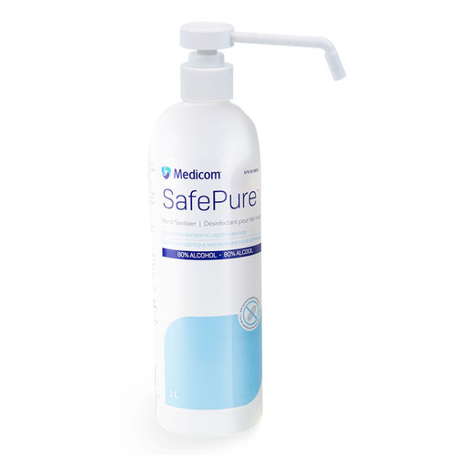 Safepure 80% Liquid Hand Sanitizer 1 L Bottle With Spray Pump