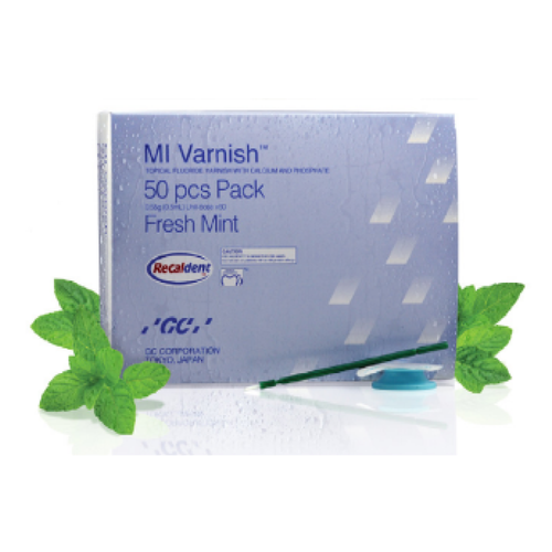 MI Varnish Fresh Mint 50 - 0.4ml Unit-Doses W/50 Green Applicators (GC America - 442555) - exp. 09/2026