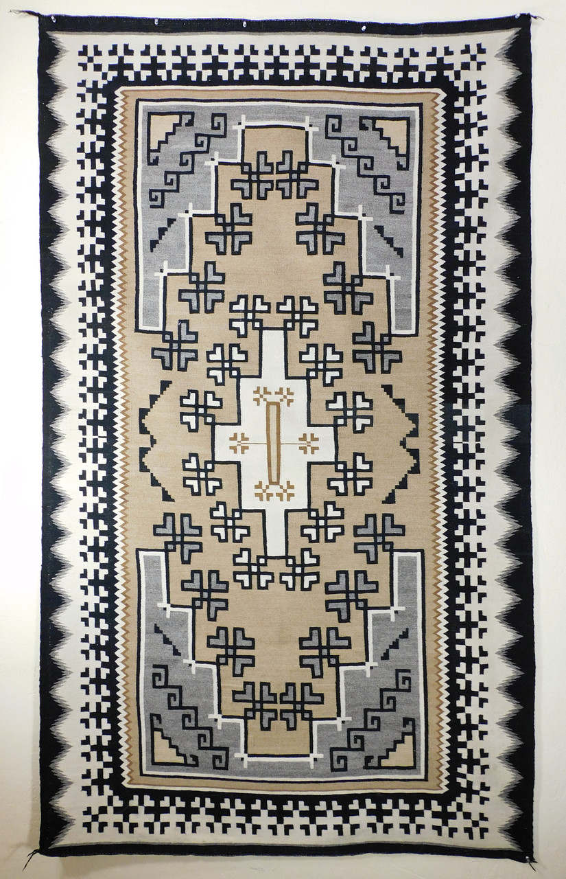 Large Two Grey Hills Navajo Rug