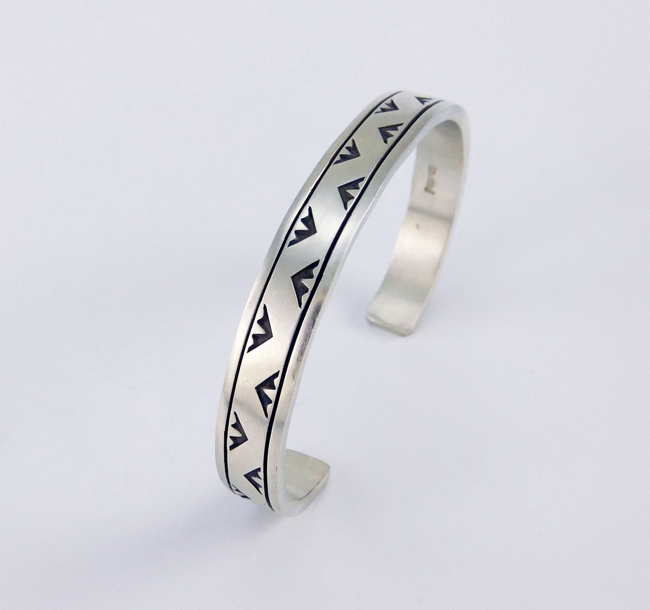 Sterling Silver Stamped Wide Cuff Bracelet