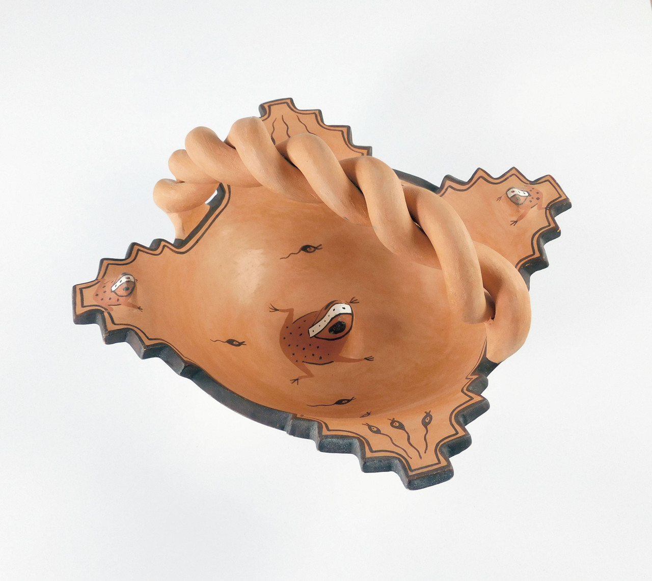 Zuni Corn Meal Bowl with Frogs by Agnes Peynetsa